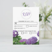 Elegant Paars Hydrangea Wedding RSVP Kaarten (Staand voorkant)