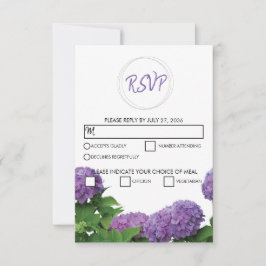 Elegant Paars Hydrangea Wedding RSVP Kaarten