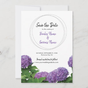 Elegant Paars Hydrangea Wedding Save the Date