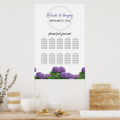 Elegant Paars Hydrangea Wedding Seding Chart Poster (Keuken)