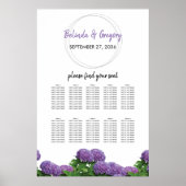 Elegant Paars Hydrangea Wedding Seding Chart Poster (Voorkant)