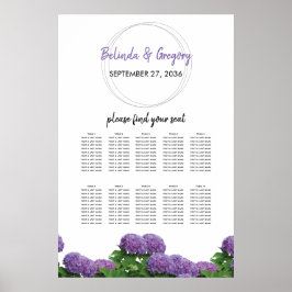 Elegant Paars Hydrangea Wedding Seding Chart Poster