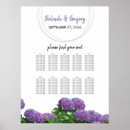 Elegant Paars Hydrangea Wedding Seding Chart Poster