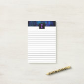Elegant Paars Initiaal Monogram Lumineus Blauw Post-it® Notes (Op bureau)