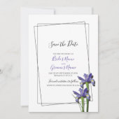 Elegant Paars Iris Wedding Save the Date (Voorkant)