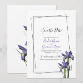 Elegant Paars Iris Wedding Save the Date (Voorkant / Achterkant)