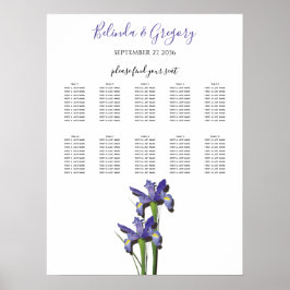 Elegant Paars Iris Wedding Seding Chart Poster