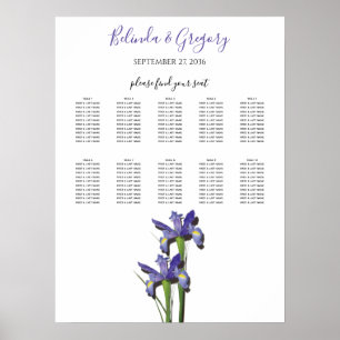 Elegant Paars Iris Wedding Seding Chart Poster