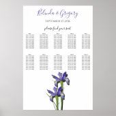 Elegant Paars Iris Wedding Seding Chart Poster (Voorkant)