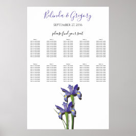 Elegant Paars Iris Wedding Seding Chart Poster