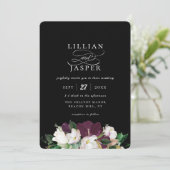 Elegant Paars Ivory Floral Bouquet Wedding Kaart (Staand voorkant)