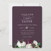 Elegant Paars Ivory Floral Bouquet Wedding Kaart (Voorkant)