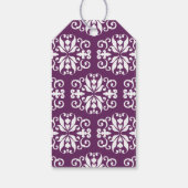 Elegant Paars Kalligrafie Monogram Bruiloftsgesche Cadeaulabel (Achterkant)