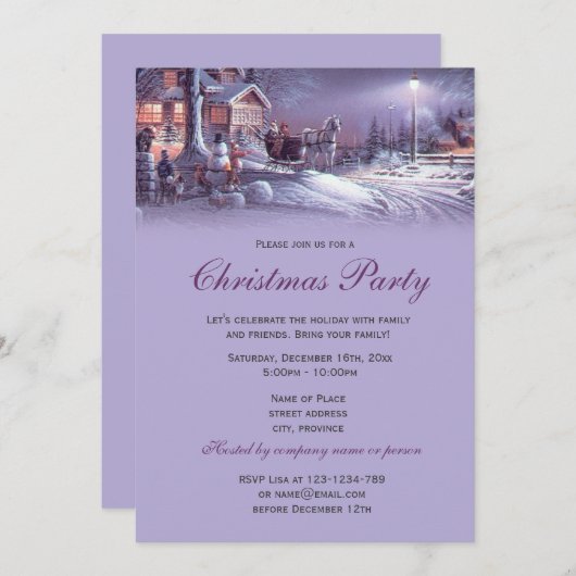 Elegant paars kerstfeest kaart (Voorkant / Achterkant)