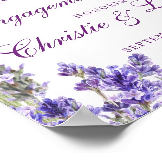 Elegant Paars Lavander Flowers Verloving Poster (Hoek)