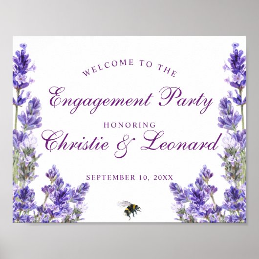 Elegant Paars Lavander Flowers Verloving Poster (Voorkant)