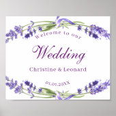 Elegant Paars Lavander Flowers Weddenschap Welkom Poster (Voorkant)