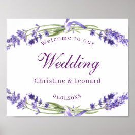 Elegant Paars Lavander Flowers Weddenschap Welkom Poster