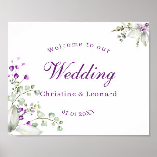 Elegant Paars Lavander Flowers Weddenschap Welkom Poster