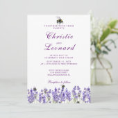 Elegant Paars Lavander Flowers Wedding Kaart (Staand voorkant)