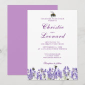 Elegant Paars Lavander Flowers Wedding Kaart (Voorkant / Achterkant)