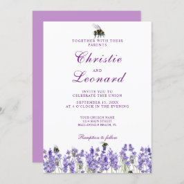 Elegant Paars Lavander Flowers Wedding Kaart