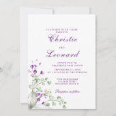 Elegant Paars Lavander Flowers Wedding Kaart (Voorkant)
