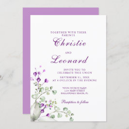 Elegant Paars Lavander Flowers Wedding Kaart