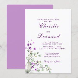 Elegant Paars Lavander Flowers Wedding Kaart