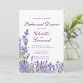 Elegant Paars Lavander Flowers Wedding Rehearsal Kaart (Staand voorkant)