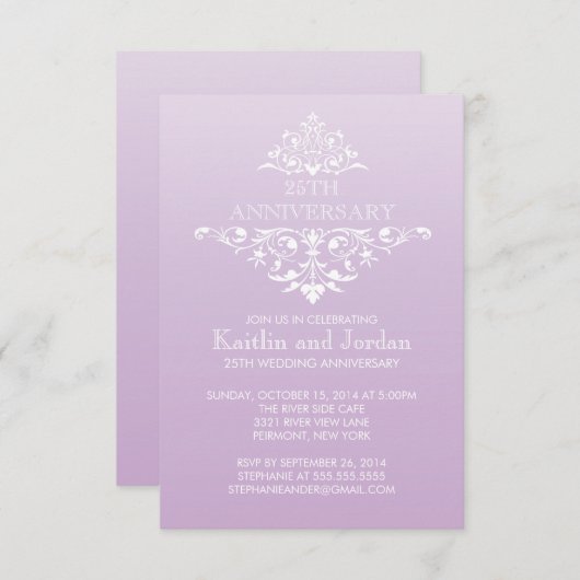 Elegant Paars Lavendel Bloeiend Jubileumfeest Kaart (Voorkant / Achterkant)