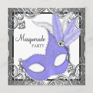 Elegant Paars Lavendel Masker Maskerade Feest Kaart