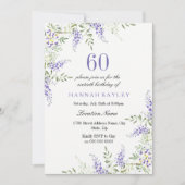 Elegant Paars Lavender 60th Birthday Invite Kaart (Voorkant)