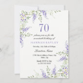 Elegant Paars Lavender 70th Birthday Invite Kaart (Voorkant)
