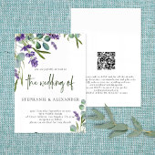 Elegant Paars Lavender Floral QR Code Weddenschap Kaart