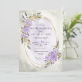 Elegant Paars Lavender Floral Waterverf Foto Kaart (Staand voorkant)