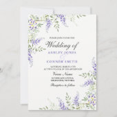 Elegant Paars Lavender Floral Wedding Invite Kaart (Voorkant)