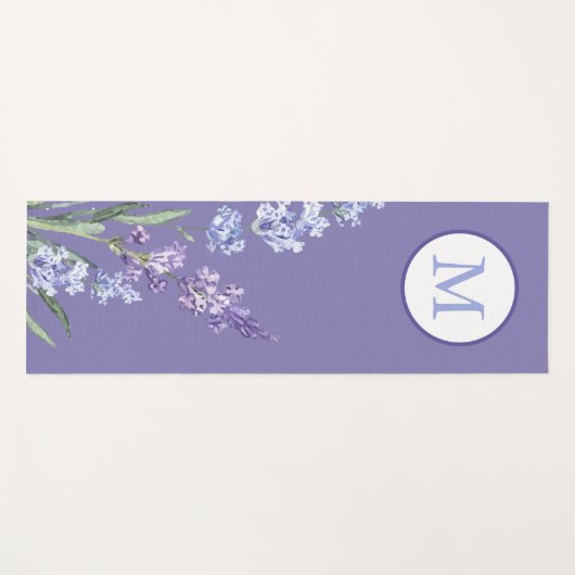 Elegant Paars Lavender Flower Monogram Yogamat (Voorkant (horizontaal))