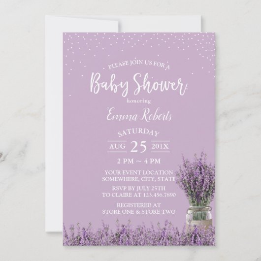 Elegant Paars Lavender Flowers Baby shower Kaart (Voorkant)