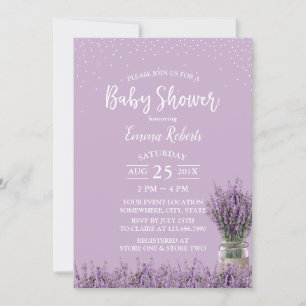 Elegant Paars Lavender Flowers Baby shower Kaart