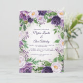 Elegant Paars Lavender Greenery Wedding Kaart (Staand voorkant)