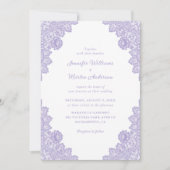 Elegant Paars Lavender Lace Wedding Kaart (Voorkant)