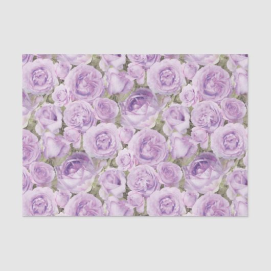 Elegant Paars Lavender Roos Floral Decoupage Tissuepapier (Voorkant)
