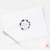 Elegant Paars & Lavender Wreath of Rozen Wedding Ronde Sticker (Envelop)