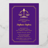 Elegant Paars-Law Attorney Graduparty Folie Uitnodiging (Voorkant)