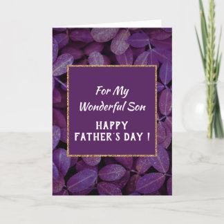 Elegant Paars Leaf Fathers Day for Son Feestdagen Kaart
