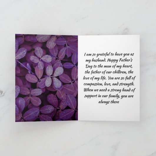 Elegant Paars lef vaderdag voor echtgenoot Feestdagen Kaart (Binnen)