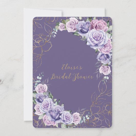 Elegant Paars Lila Lavender Rozen Vrijgezellenfees Kaart (Achterkant)