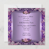 Elegant Paars Lila Roze Roze 80e verjaardag Kaart (Achterkant)