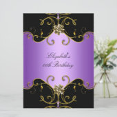 Elegant Paars Lila zwart goud Kaart (Staand voorkant)